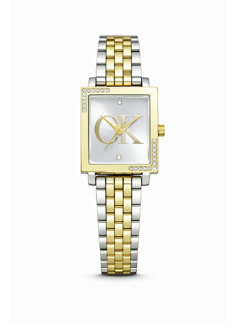 Calvin Klein Women’s Analog Watch with Silver Dial & Two-Tone Stainless Steel Bracelet